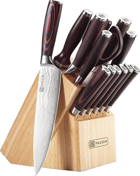PAUDIN Pro 14-Piece German Steel Knife Block Set